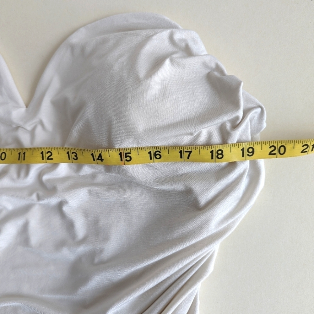 Express White Strapless Ruched Sweetheart Top - Picture 5 of 9